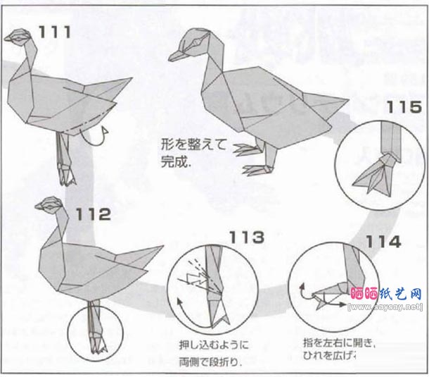 津田良夫白雁鸟折纸图解教程