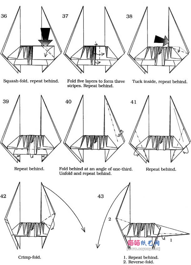 John Montroll斑纹小老虎折纸教程图解-高级教程