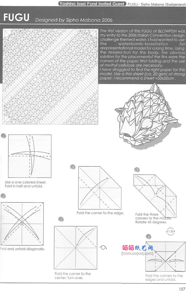 SiphoMabona的折纸河豚鱼图解教程图片步骤1