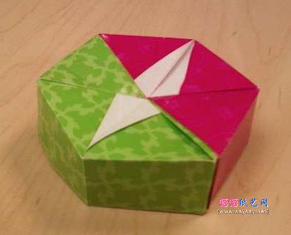 组合折纸拼色六角盒纸艺制作教程