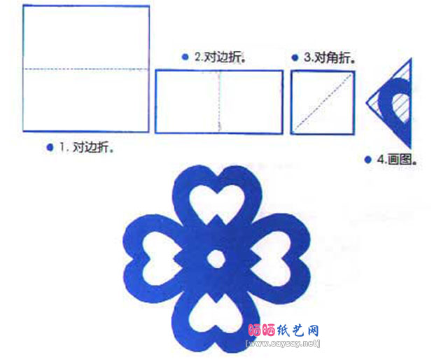 款式五心形窗花的剪纸方法www.saybb.net