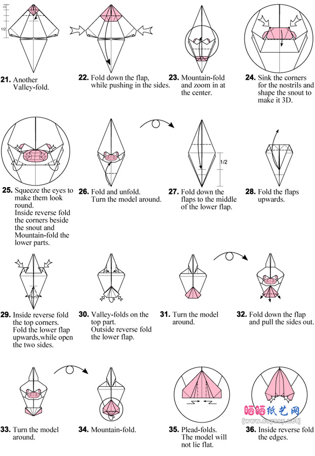 可爱的猪鼻兔手工折纸教程图片步骤3