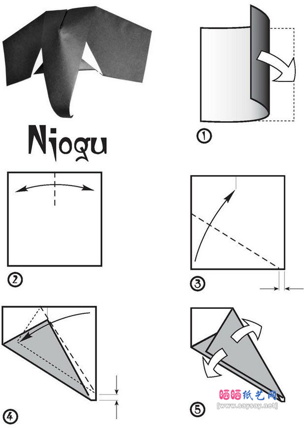 RikkiDonachie手工折纸大象头的折法图谱教程图片步骤1