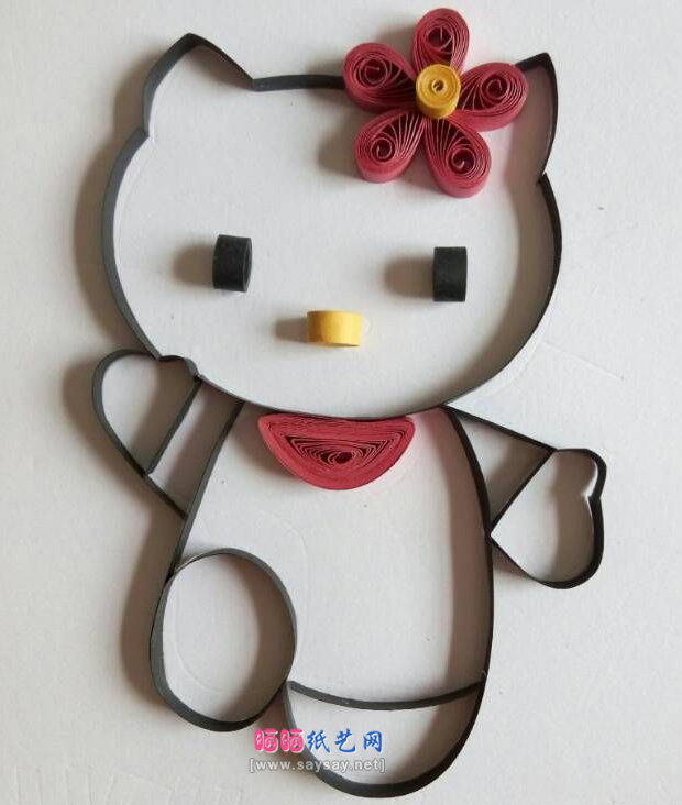 纸艺制作可爱KITTY猫衍纸DIY方法—HelloKitty 第5步