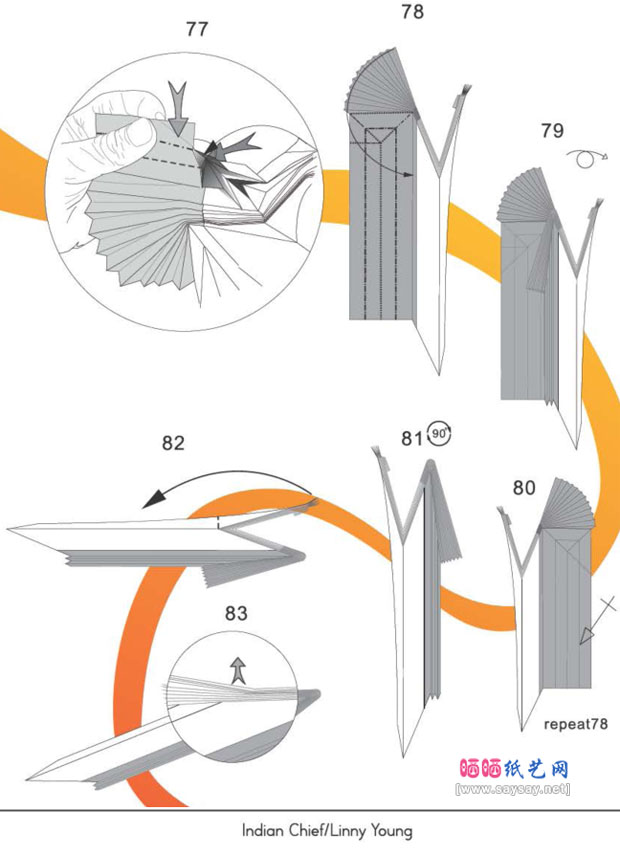 印度酋长手工折纸图谱教程图片步骤14