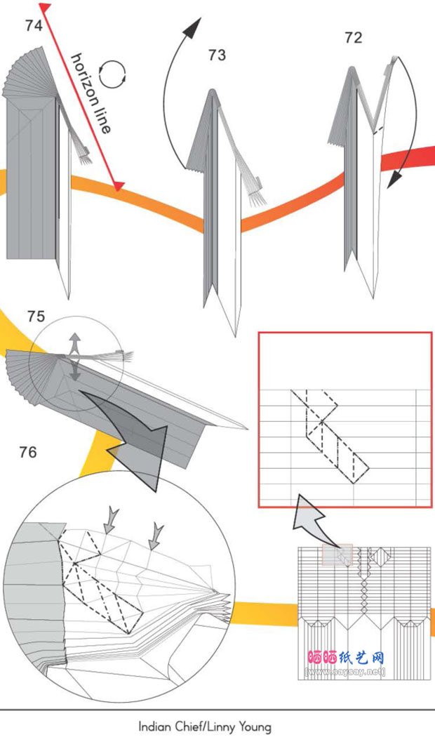 印度酋长手工折纸图谱教程图片步骤13
