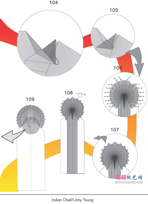 印度酋长手工折纸图谱教程图片步骤19