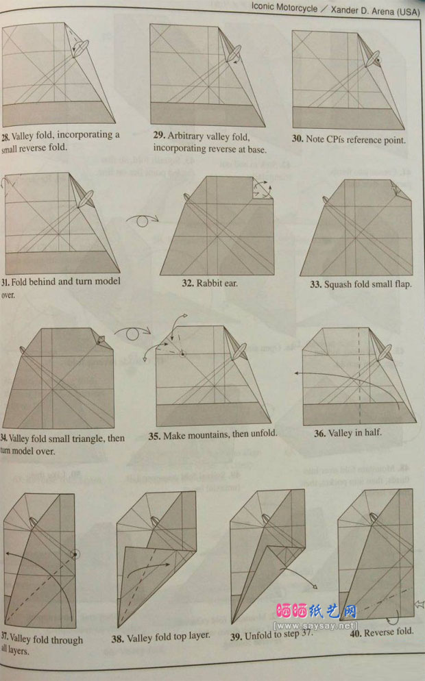 XanderArena的纸艺教程摩托车折纸图谱教程图片步骤3