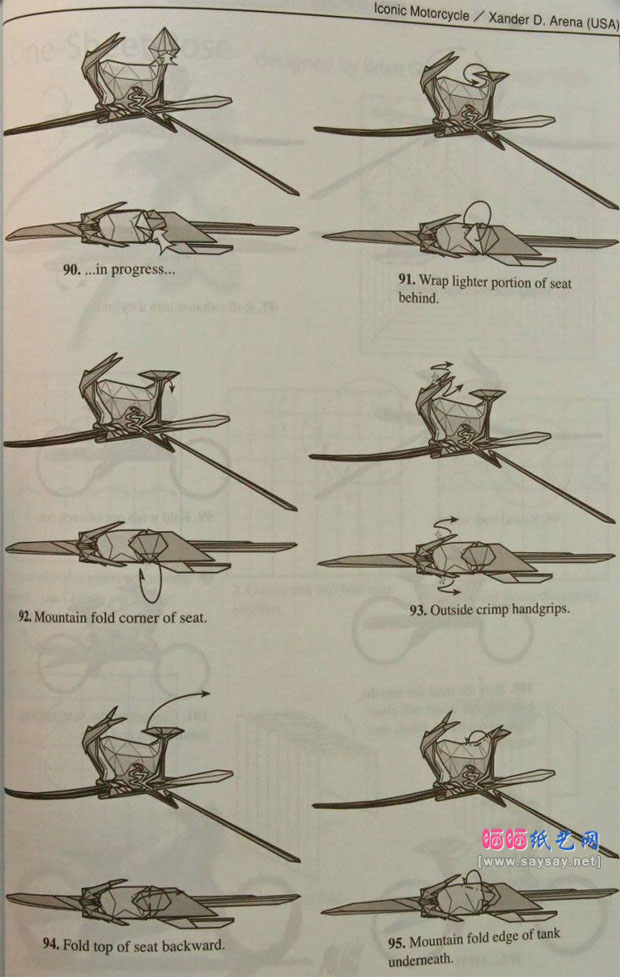XanderArena的纸艺教程摩托车折纸图谱教程图片步骤7