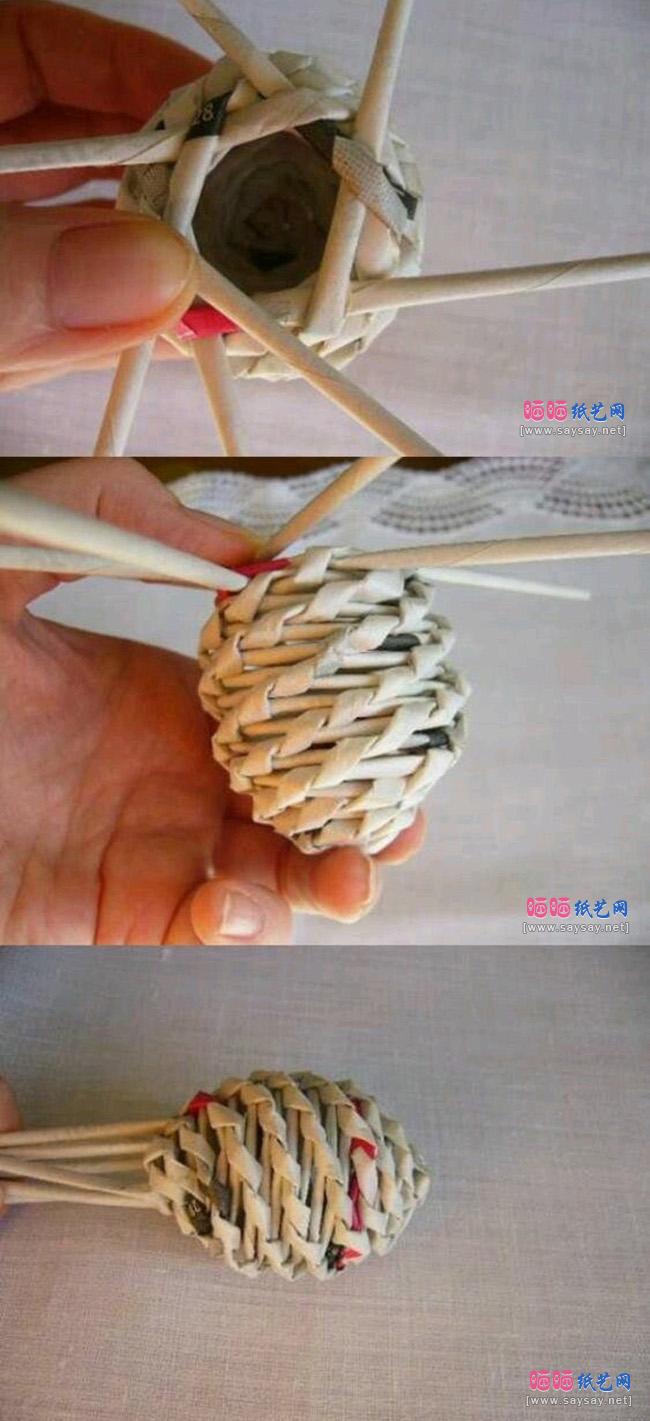 用纸藤手工编织彩色漂亮的彩蛋教程方法