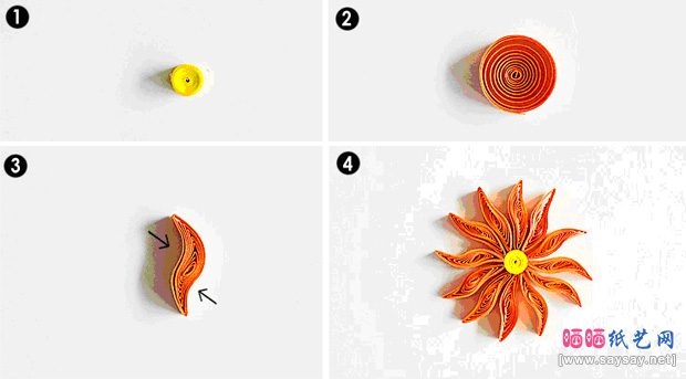 盛开的金盏菊衍纸制作教程图片步骤2-www.saybb.net