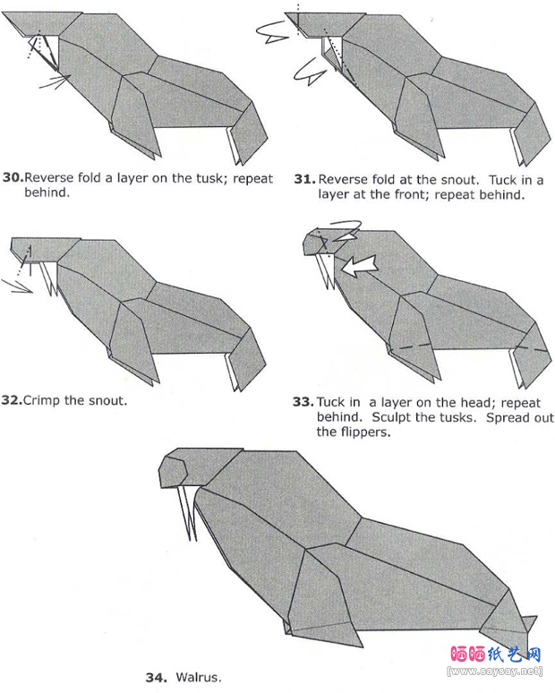 JohnSzinger的海象手工折纸图谱教程步骤5-www.saybb.net