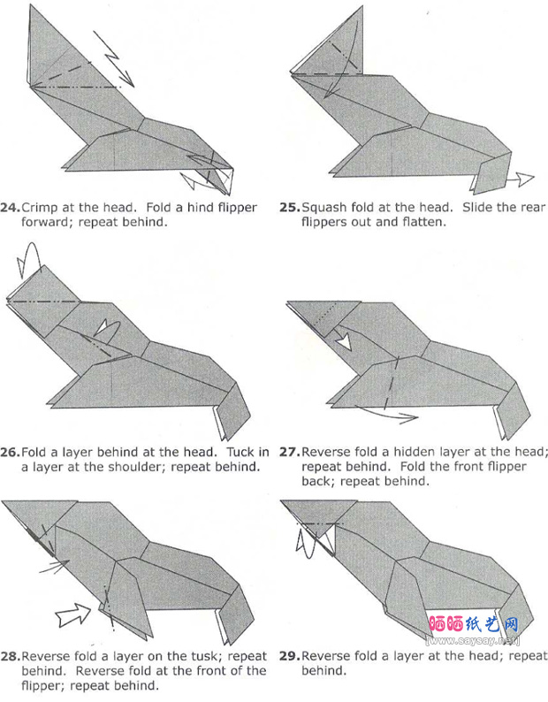 JohnSzinger的海象手工折纸图谱教程步骤4-www.saybb.net