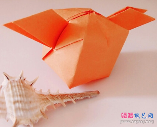 儿童折纸教程小水壶的折法实拍完成效果图-www.saybb.net
