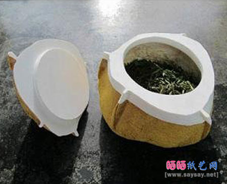 柚子皮手工diy创意茶具器皿完成效果图-www.saybb.net